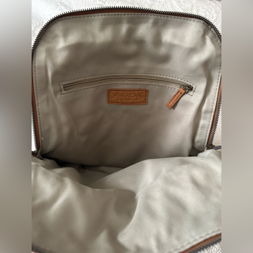 American Leather Co embossed leather backpack - Picture 6 of 11